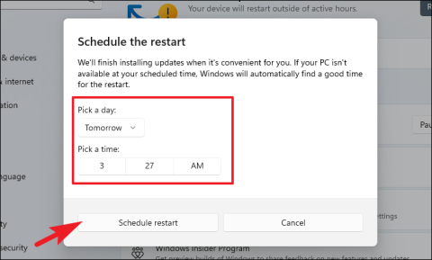 Windows 11 で Windows Update の再起動をスケジュールする方法