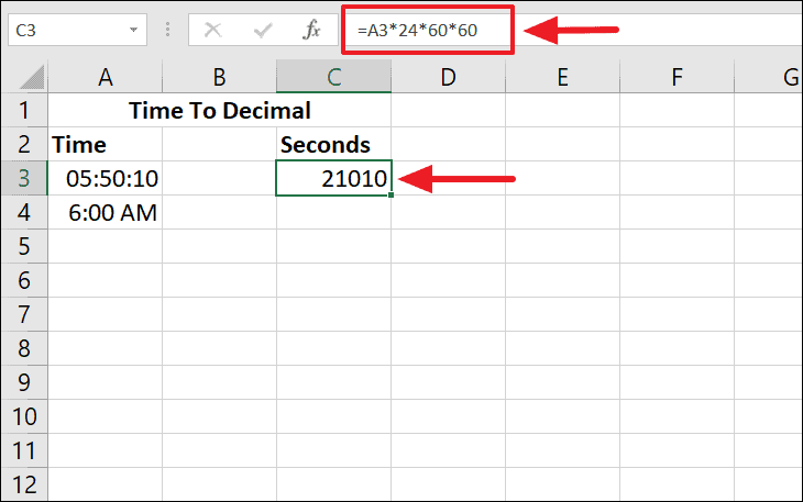 Как преобразовать время в десятичное в Excel